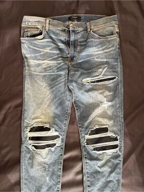 AMIRI Distressed Light Blue Skinny Jeans